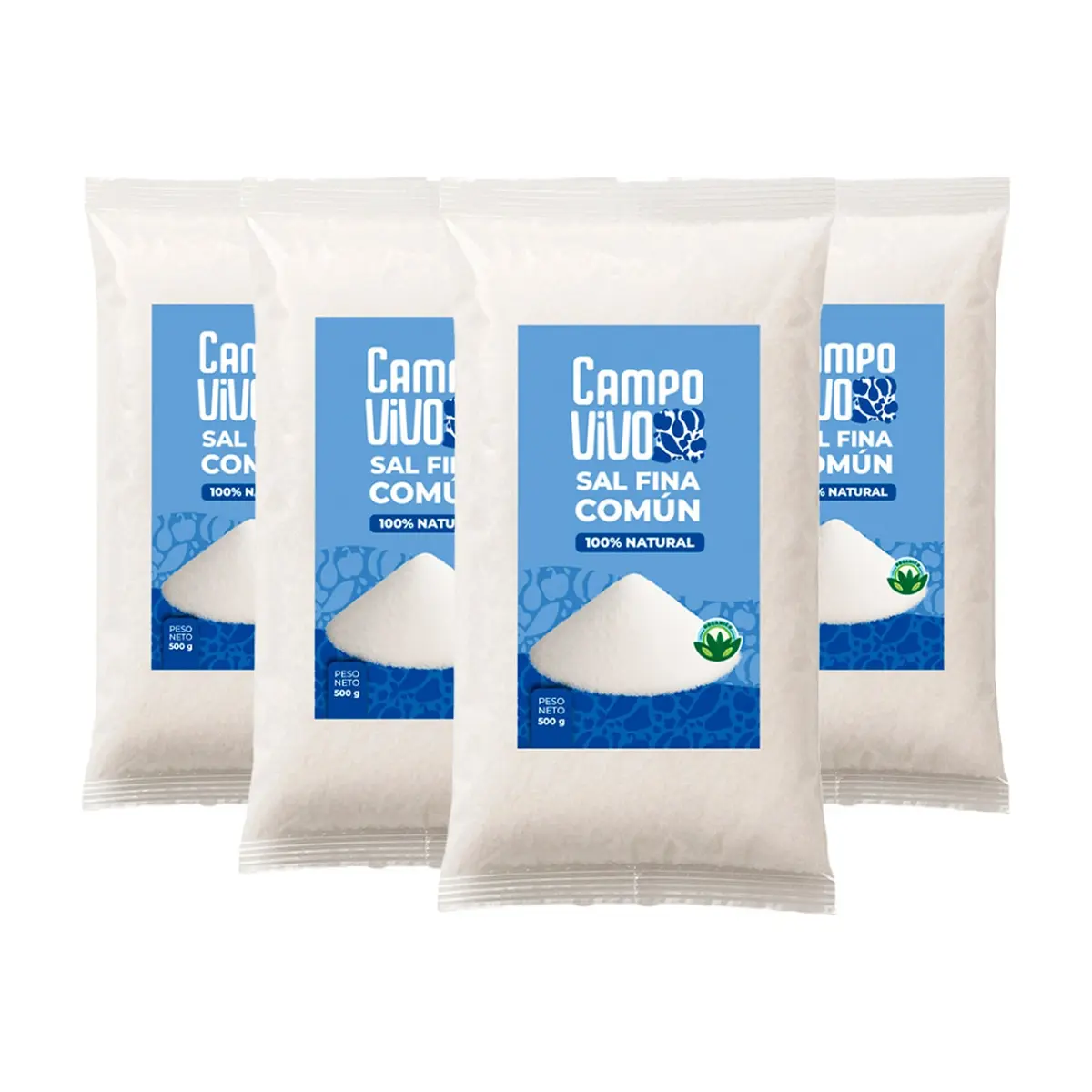 Sal fina común Campo Vivo (4 x 500 g / 1.1 lb)