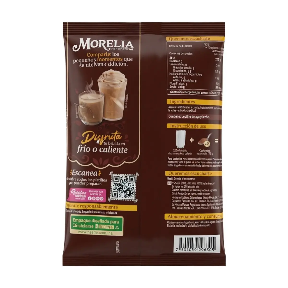 Alimento en polvo para preparar bebidas sabor a chocolate Morelia Presidencial (357 g / 12.59 oz) - Thumbnail 2