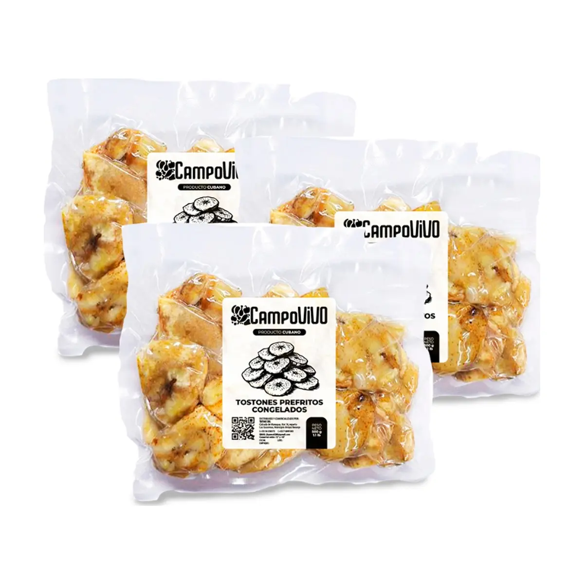 Tostones prefritos congelados Campo Vivo (3 x 500 g / 1.1 lb)