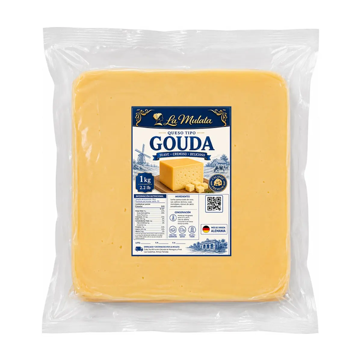 Queso tipo gouda La Mulata (1 kg / 2.2 lb) - Miniatura 1