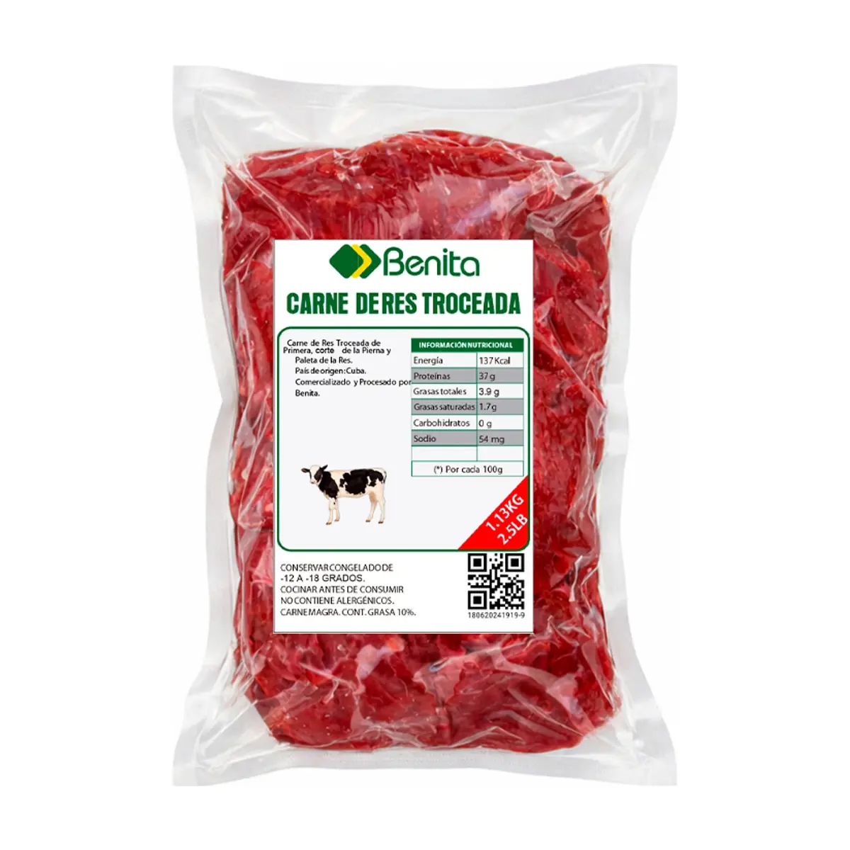 Carne de res troceada de primera Benita (1.13 kg / 2.5 lb) - Miniatura 1