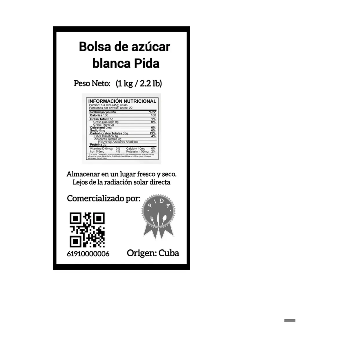 Azúcar blanca Pida (1 kg / 2.2 lb) - Thumbnail 2