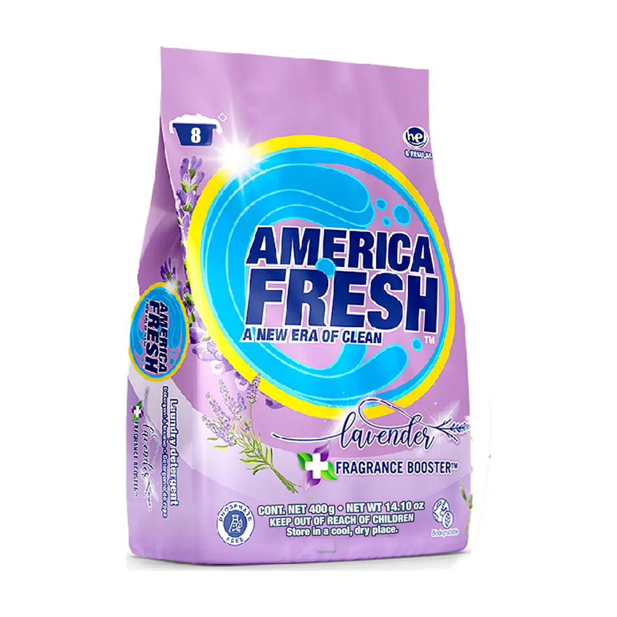 Detergente en polvo de fragancia lavanda America Fresh (400 g / 14.10 oz) - Imagen 1
