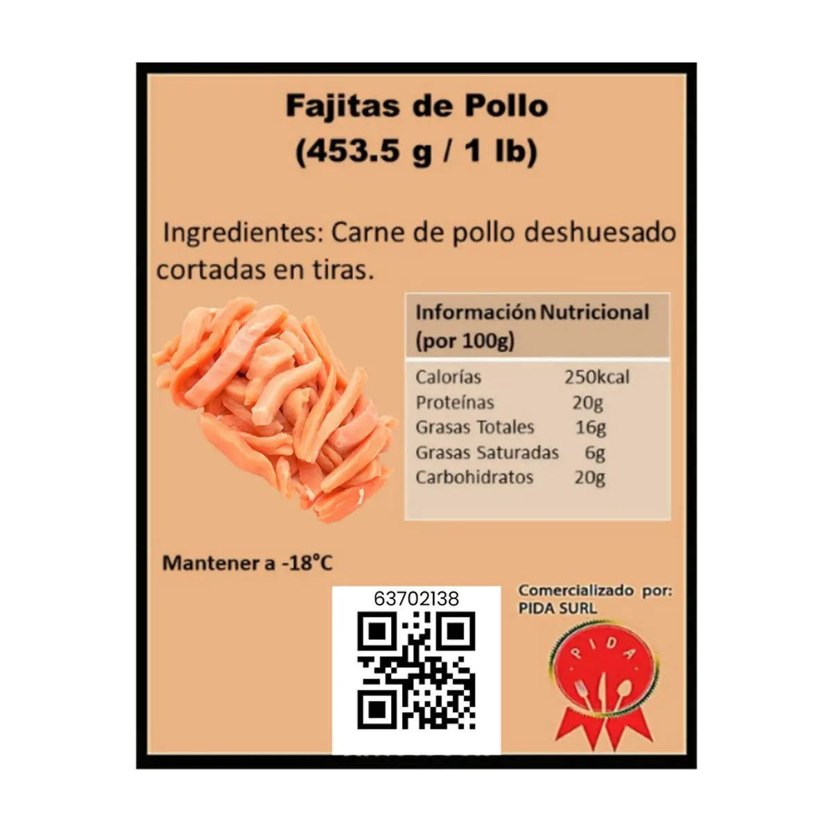 Fajitas de pollo Pida (453.5 g / 1 lb) - Thumbnail 3