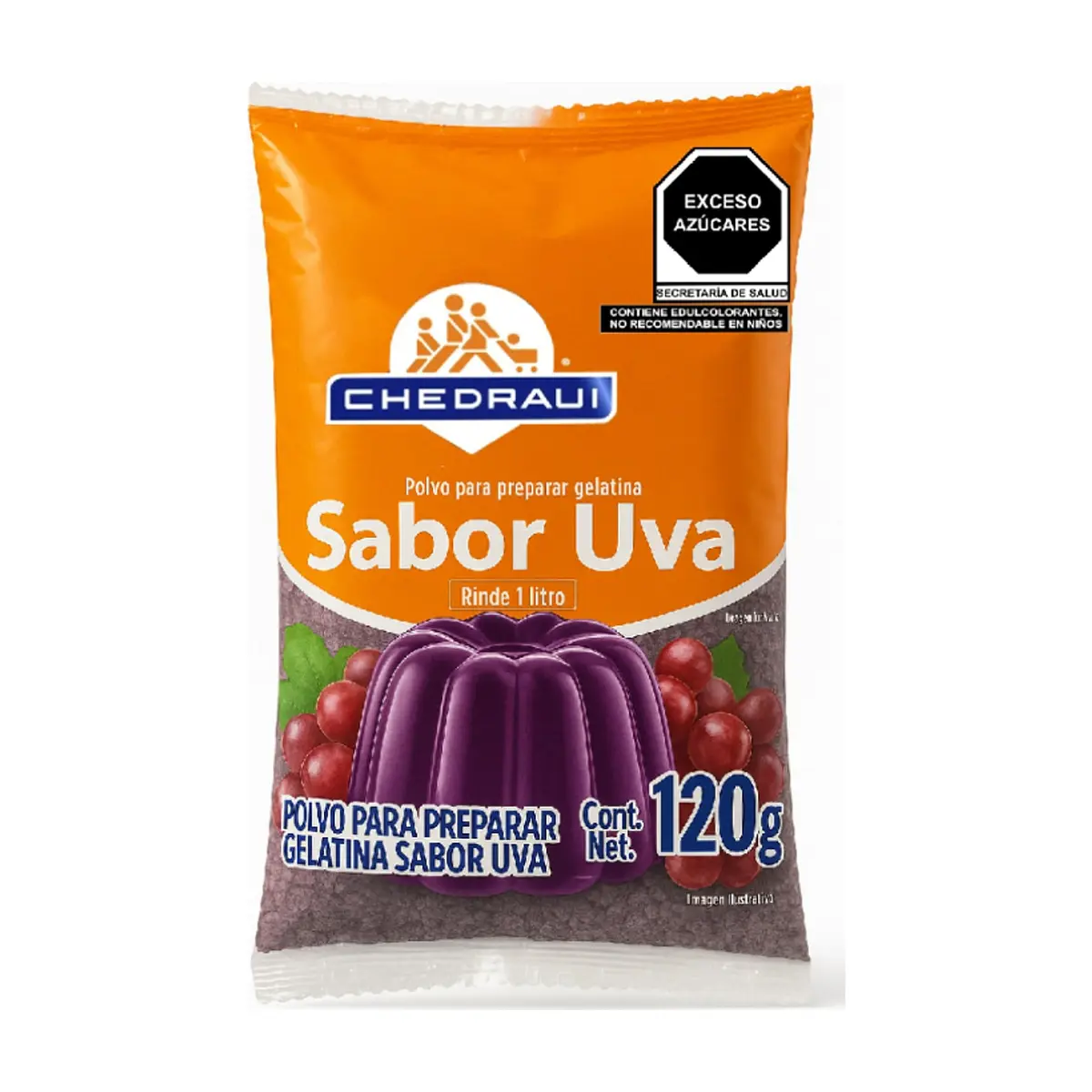 Polvo para preparar gelatina sabor uva Chedraui (120 g / 4.23 oz)