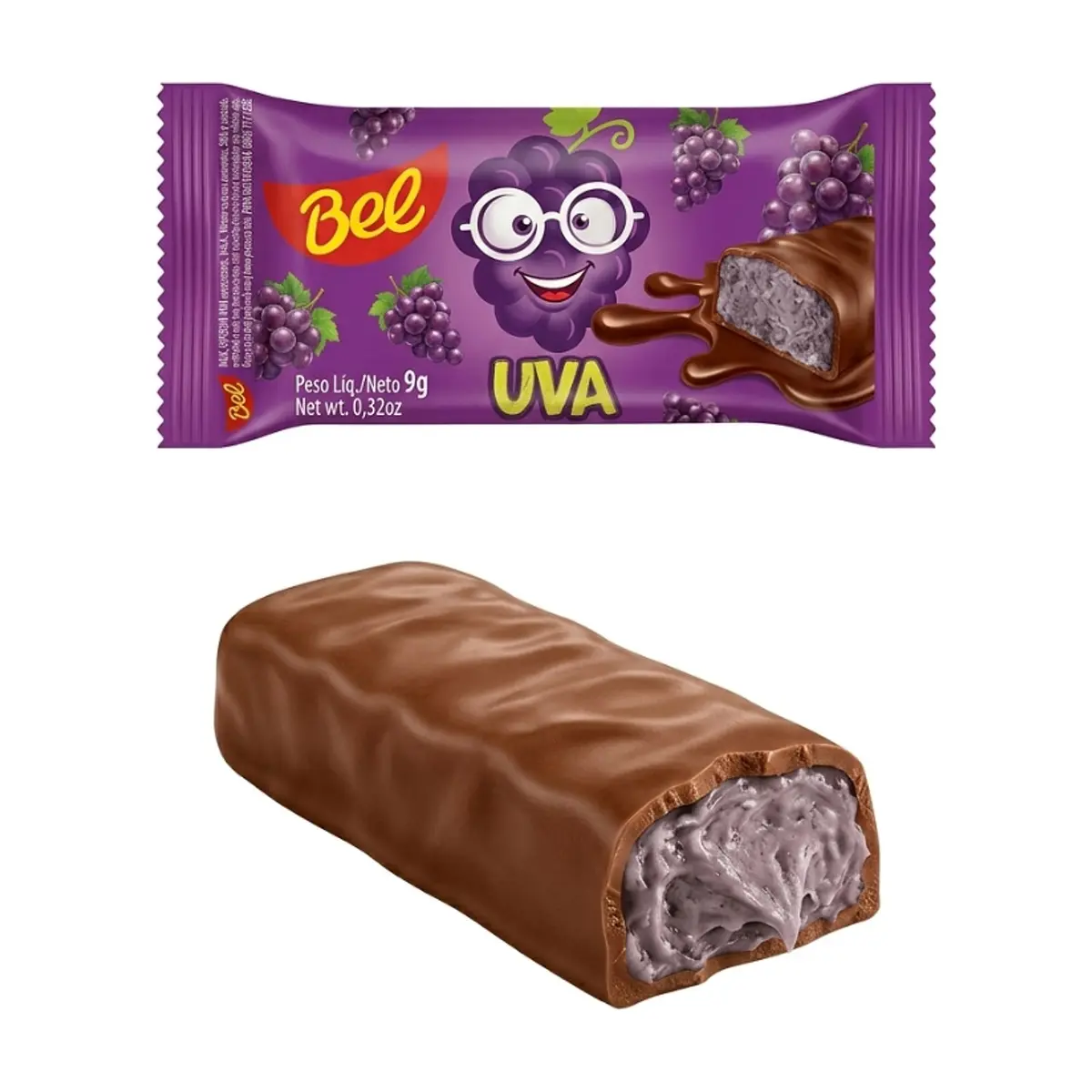 Bombón de chocolate relleno de crema de uva Bel (9 g / 0.32 oz)