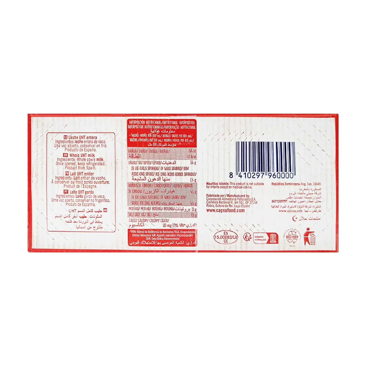 Caja de leche UHT entera Asturiana (6 x 1 L) - Miniatura 4