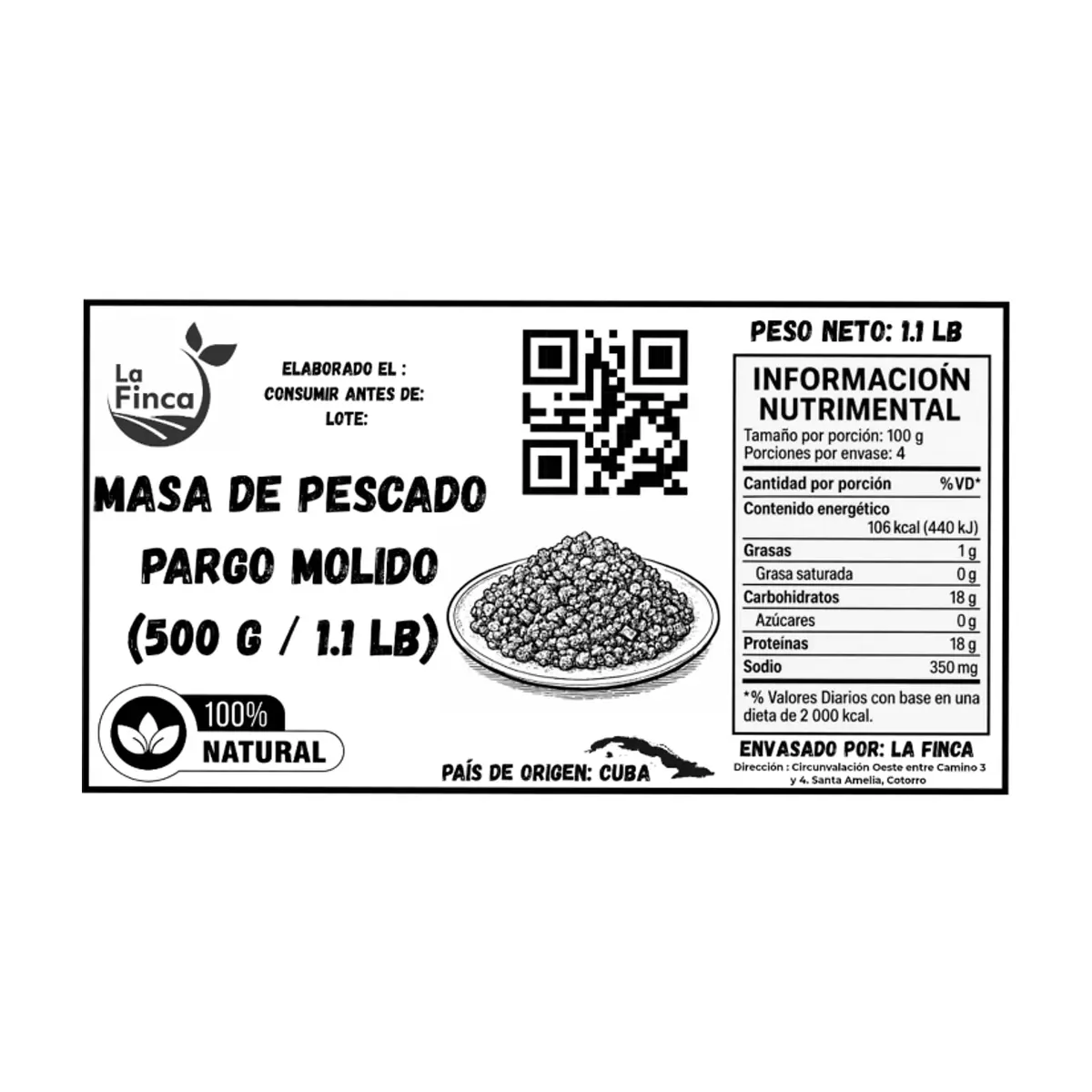 Masa de pescado pargo molido La Finca (500 g / 1.1 lb) - Thumbnail 2