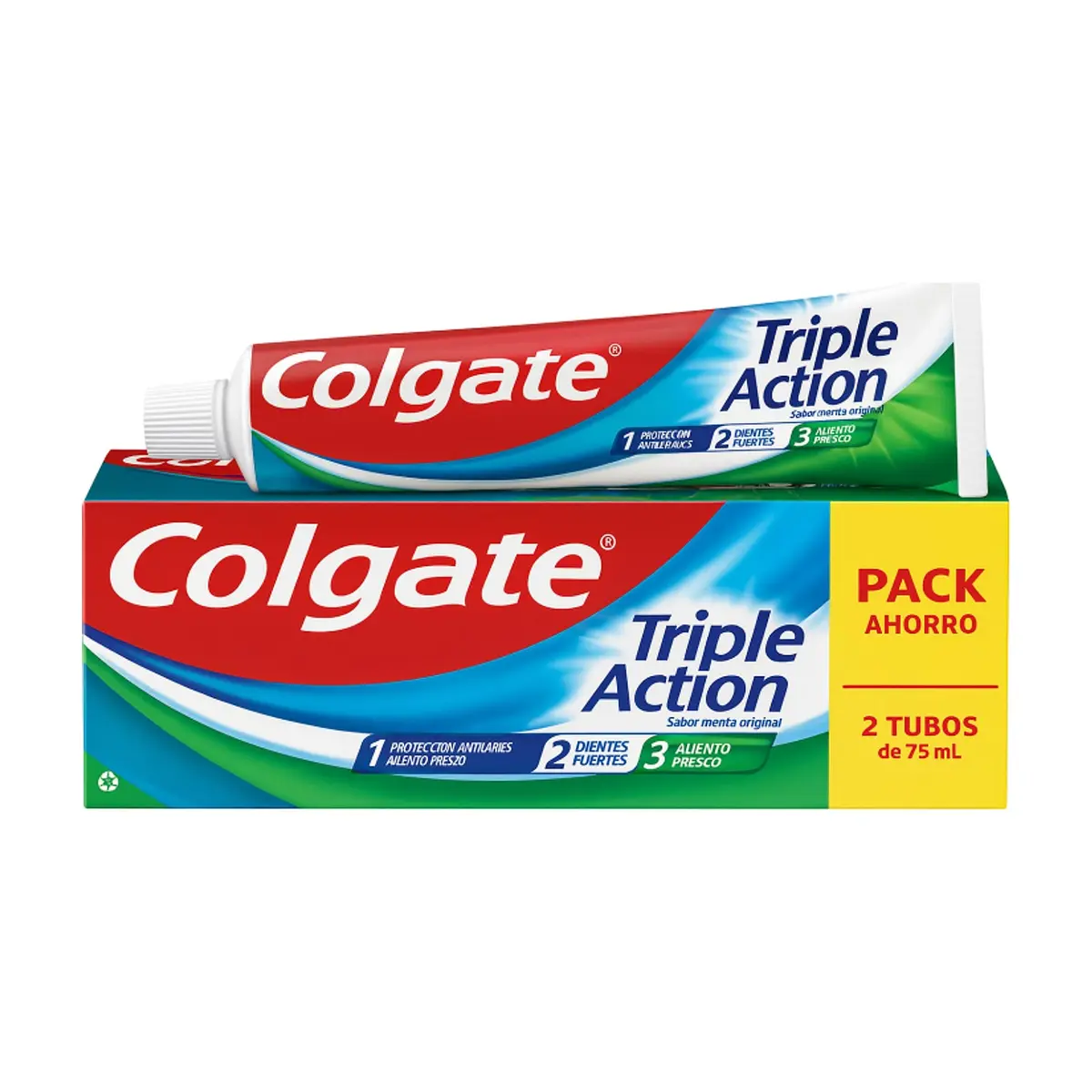 Pasta de dientes triple acción sabor menta intenso Colgate (2 x 75 ml)