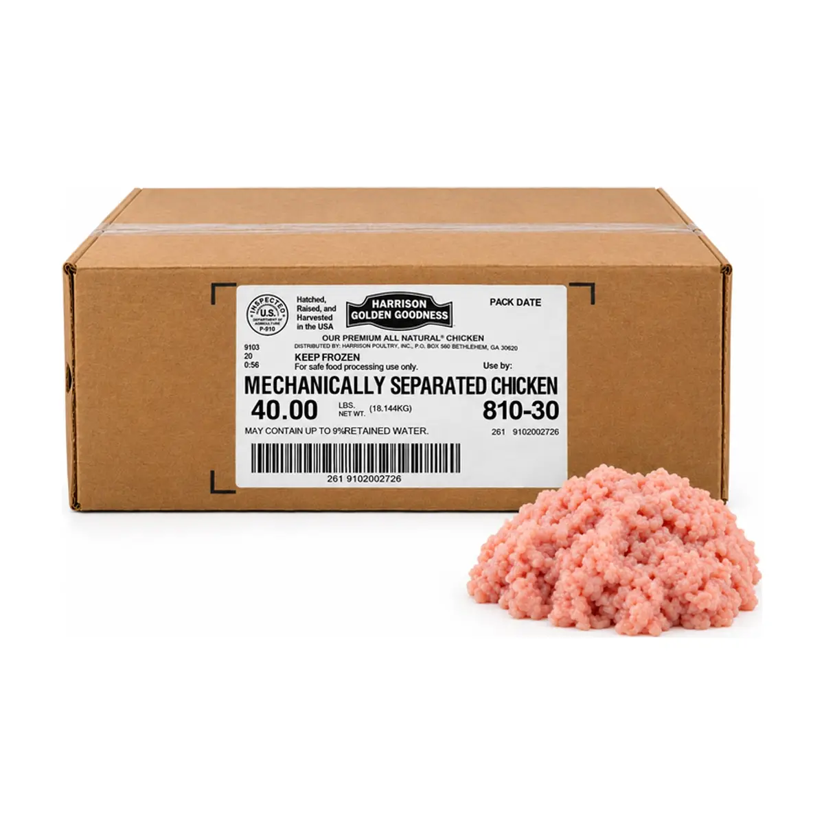 Caja de carne de pollo separada mecánicamente Harrison Golden Goodness (18.14 kg / 40 lb)