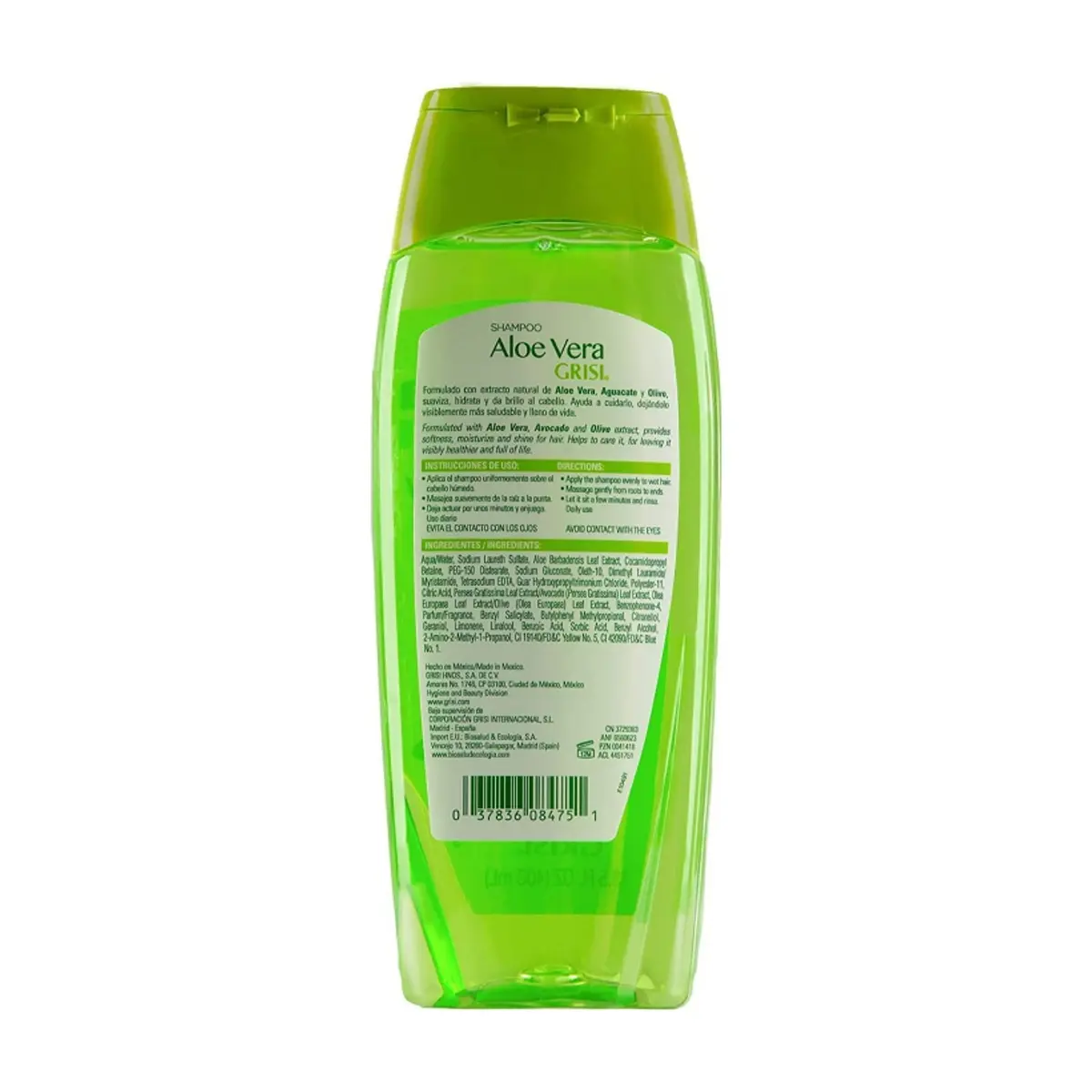Champú de aloe vera aguacate y olivo Grisi (400 ml / 13.5 fl.oz) - Thumbnail 2