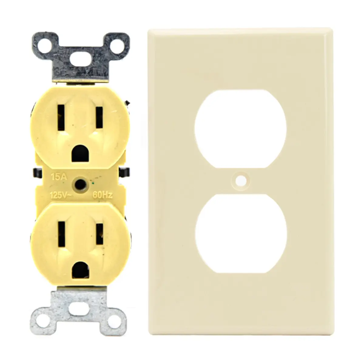 Tomacorriente doble de 125 V / 15 A con tapa Troen