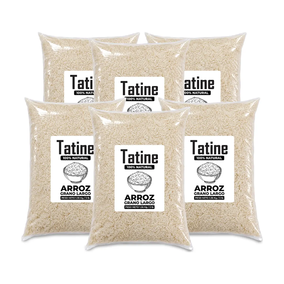 Arroz de grano largo Tatine (6 x 1.36 kg / 3 lb)