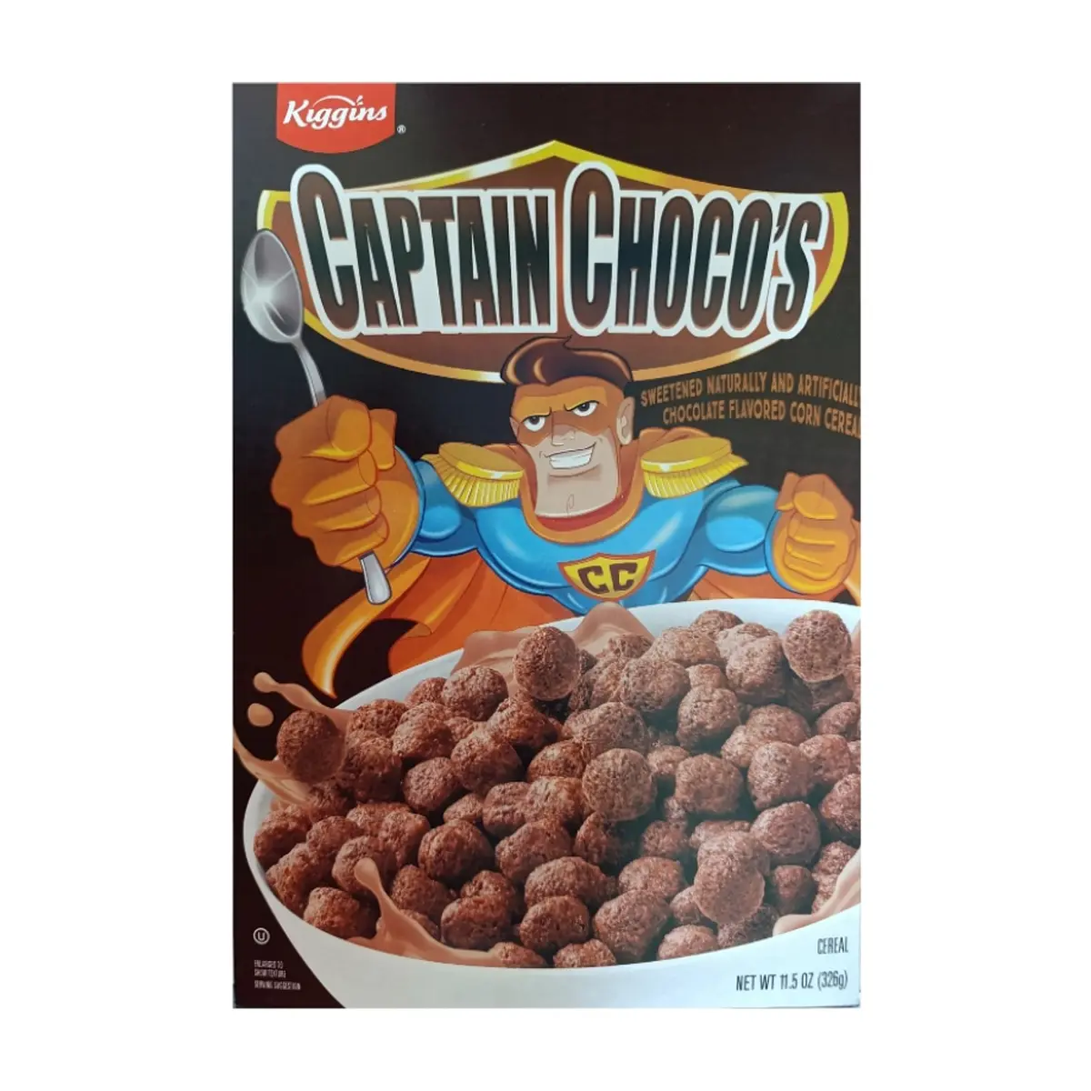 Cereal de maíz con sabor a chocolate endulzado natural y artificialmente Kiggins (326 g / 11.5 oz)