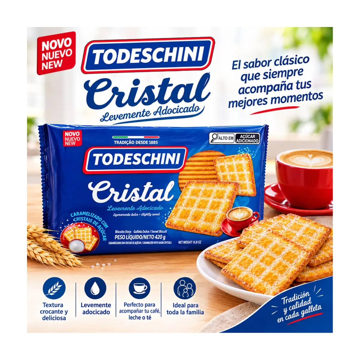 Galletas dulces caramelizadas con cristales de azúcar Todeschini Cristal (20 x 420 g / 14,8 oz) - Thumbnail 2