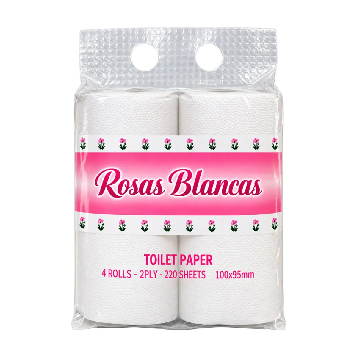 Papel higiénico 2 capas Rosas Blancas (4 U)