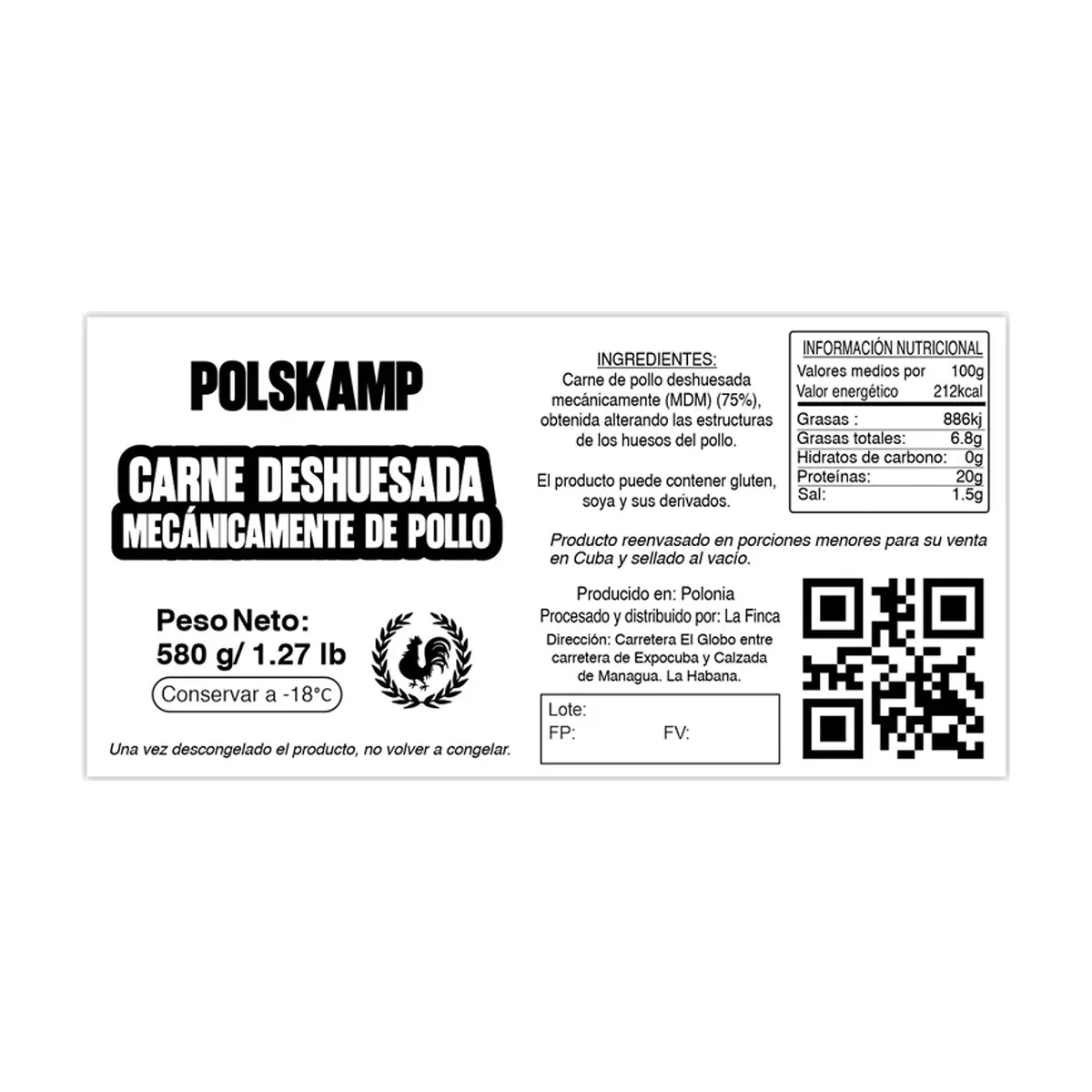 Carne deshuesada mecánicamente de pollo polskamp La Finca (500 g / 1.1 lb) - Thumbnail 3