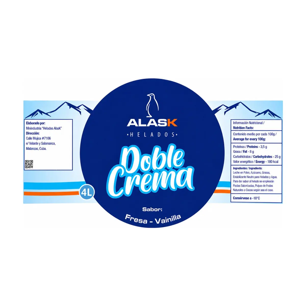 Helado doble crema sabor fresa y vainilla Alask (4 L) - Thumbnail 2