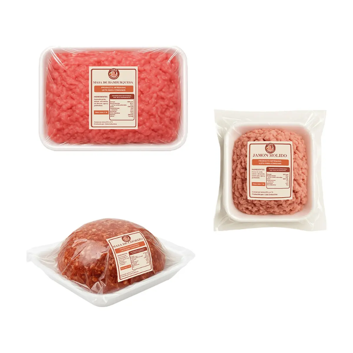 Masa de chorizo + Masa de hamburguesa + Jamon molido