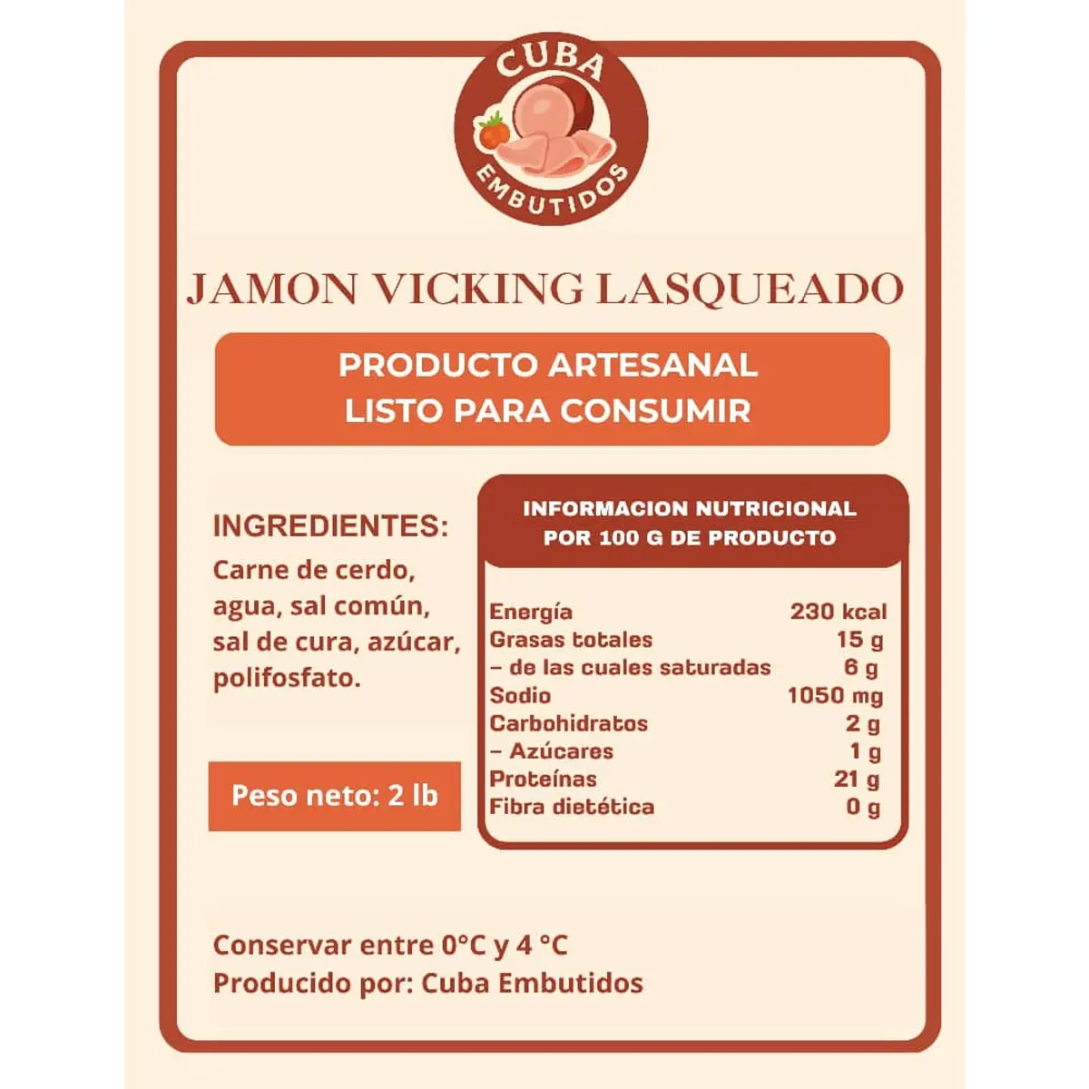 Jamón Vicking lasqueado Cuba Embutidos (907 g / 2 lb) - Thumbnail 4