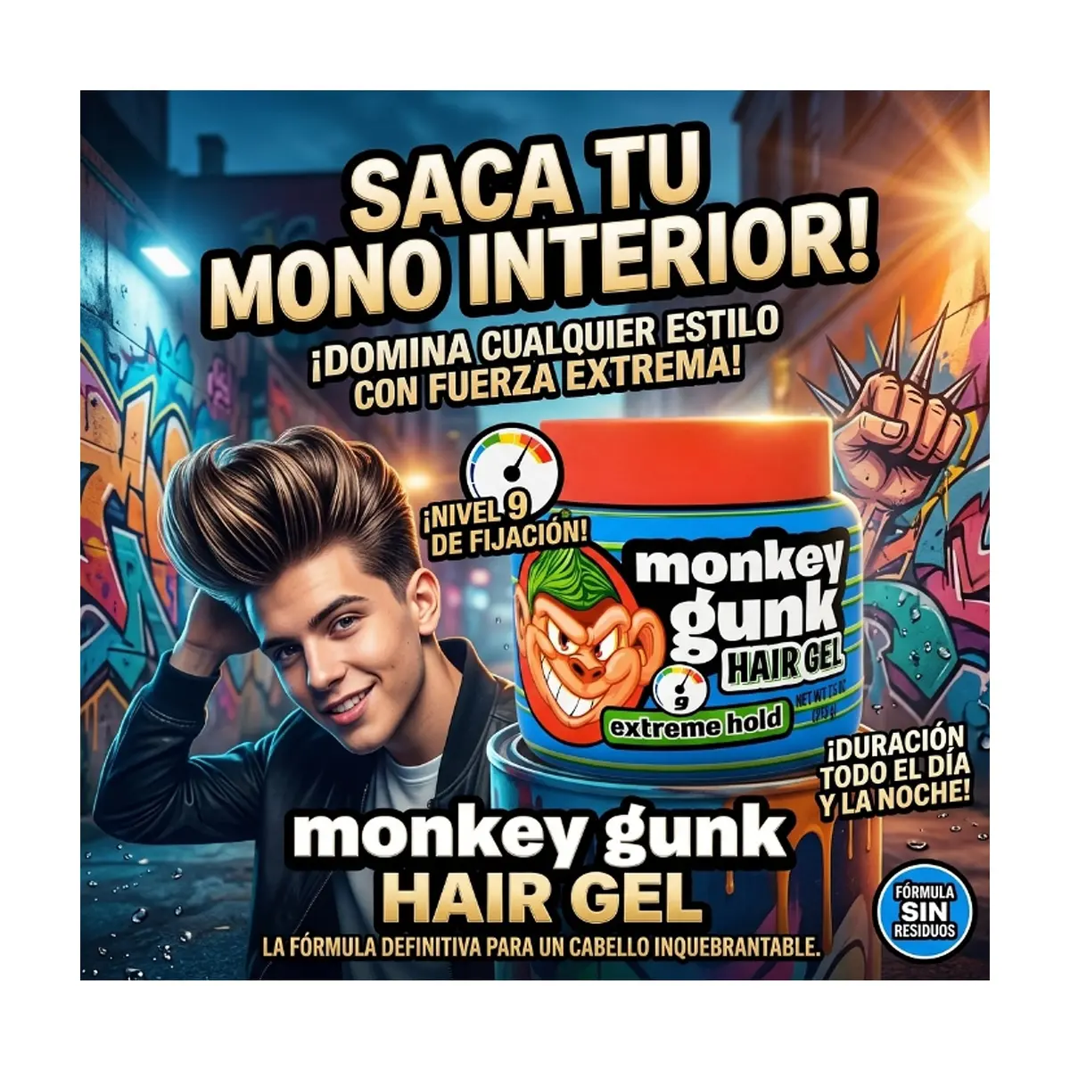 Gel para el cabello de fijación extrema Monkey Gunk (213 g / 7.5 oz) - Thumbnail 3