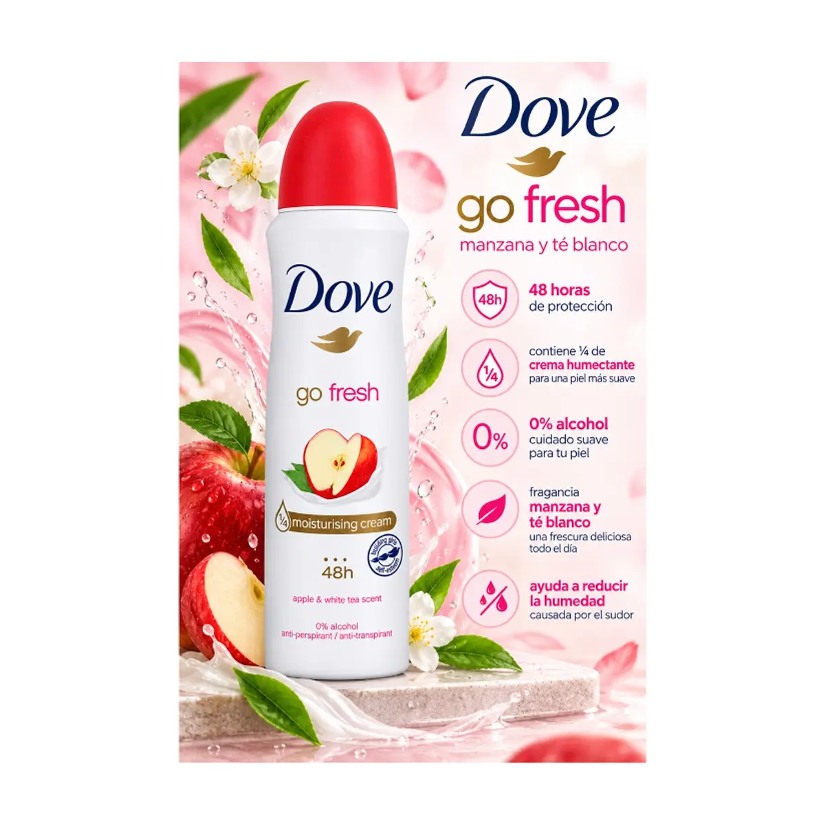 Desodorante en spray antitranspirante de manzana Dove (150 ml) - Thumbnail 4