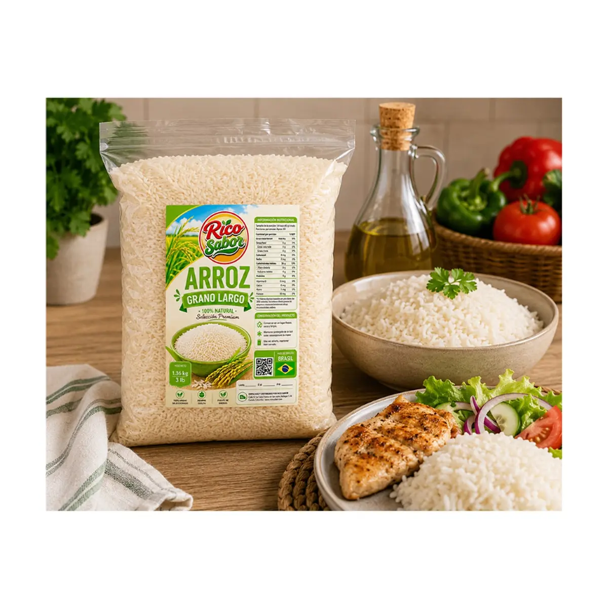 Arroz grano largo Rico Sabor (1.36 kg / 3 lb) - Miniatura 3
