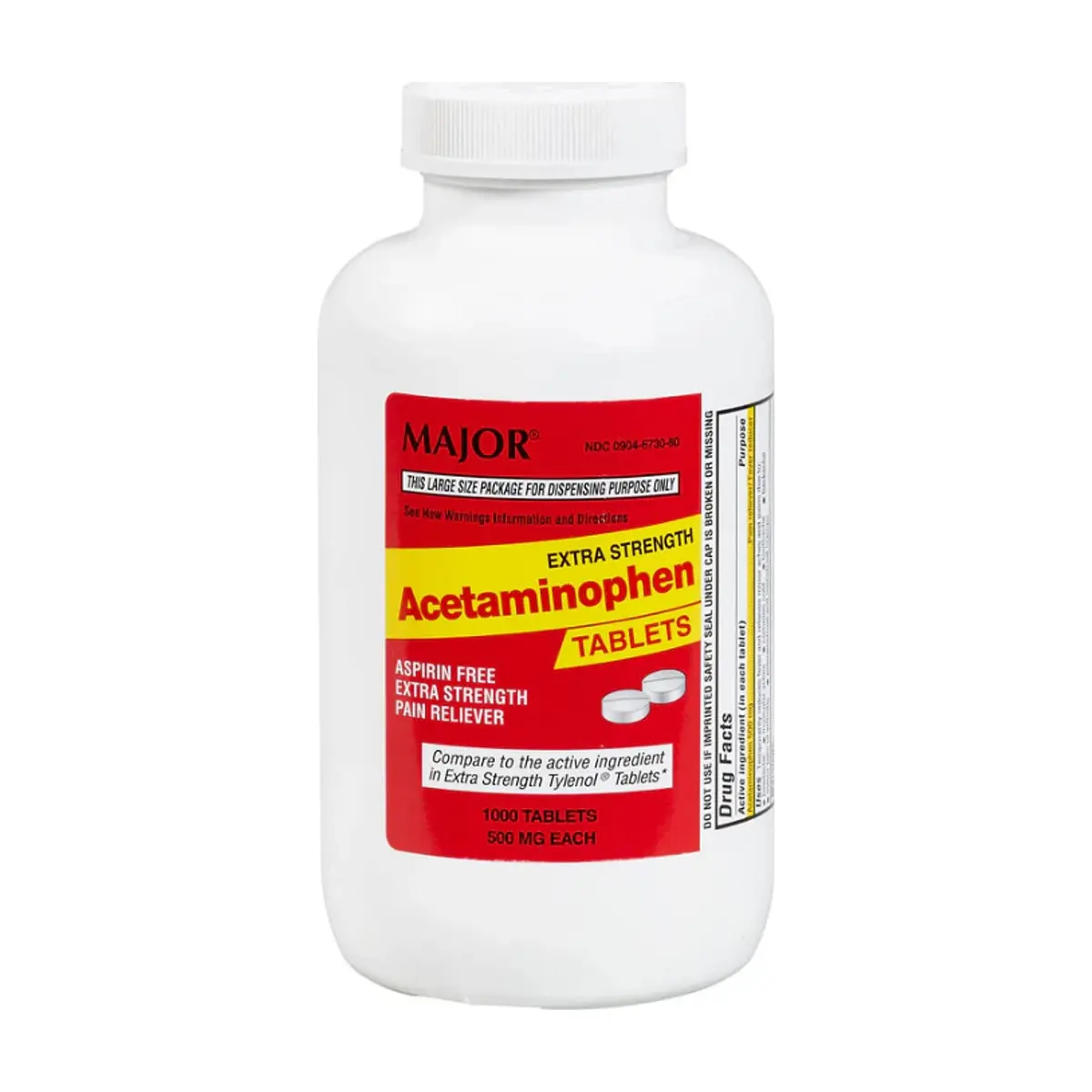 Acetaminofén sin aspirina 500 mg Major (1000 tabletas)