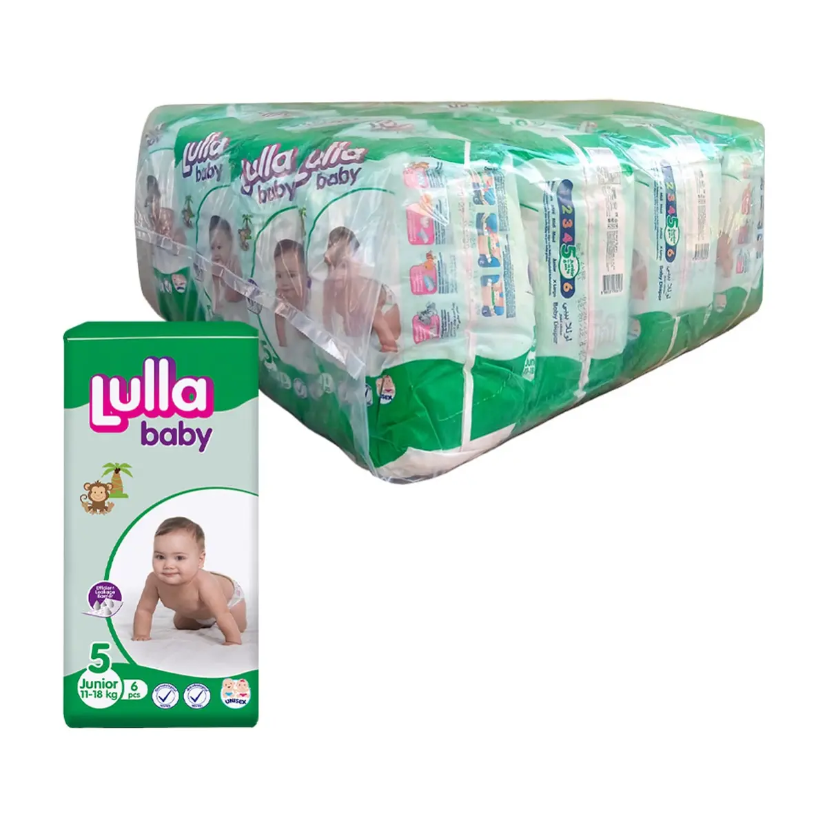 Pañales desechables - culeros - para bebé etapa 5 Junior Lulla Baby (20 x 6 U)