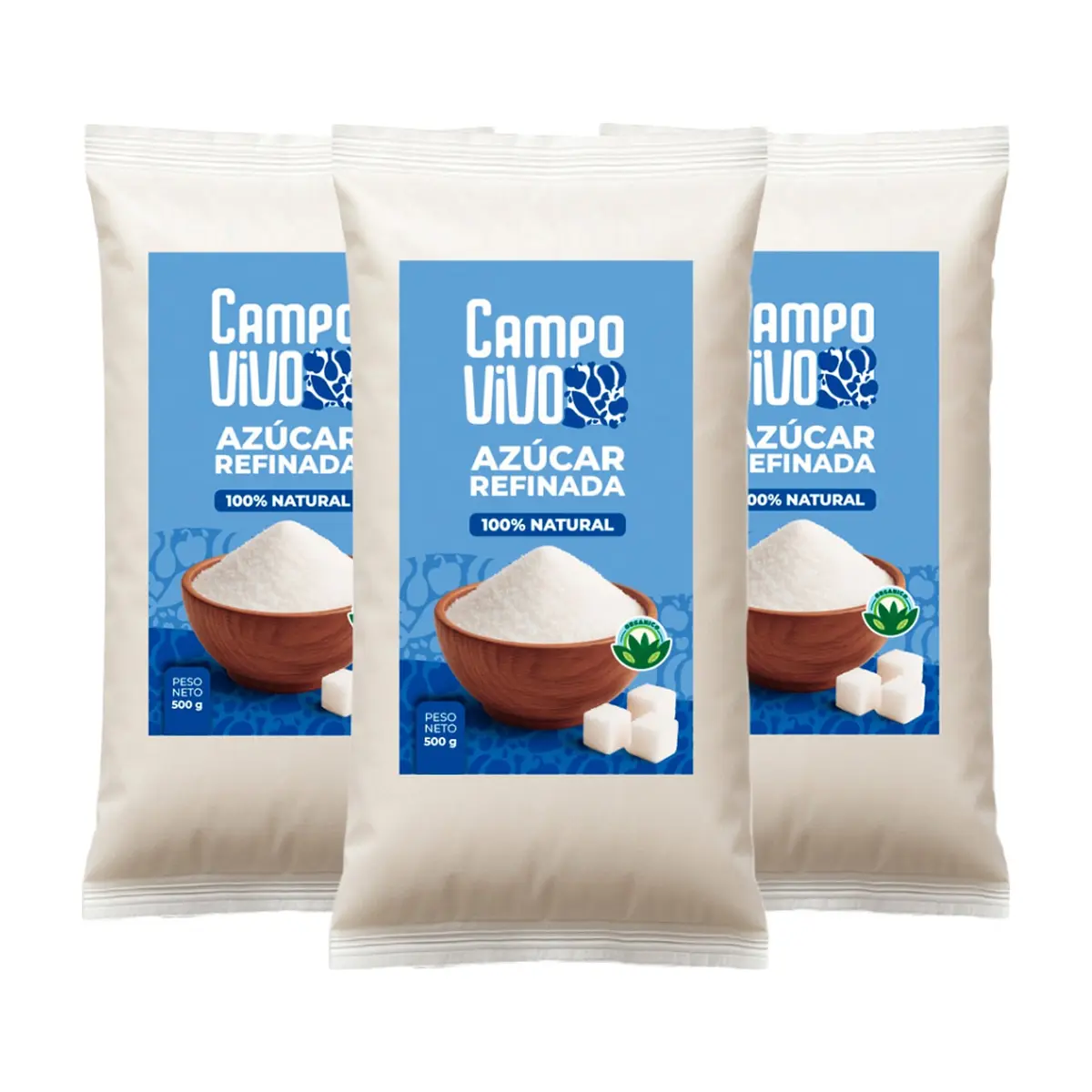 Azúcar blanca refinada Campo Vivo (3 x 500 g / 1.1 lb) - Miniatura 1