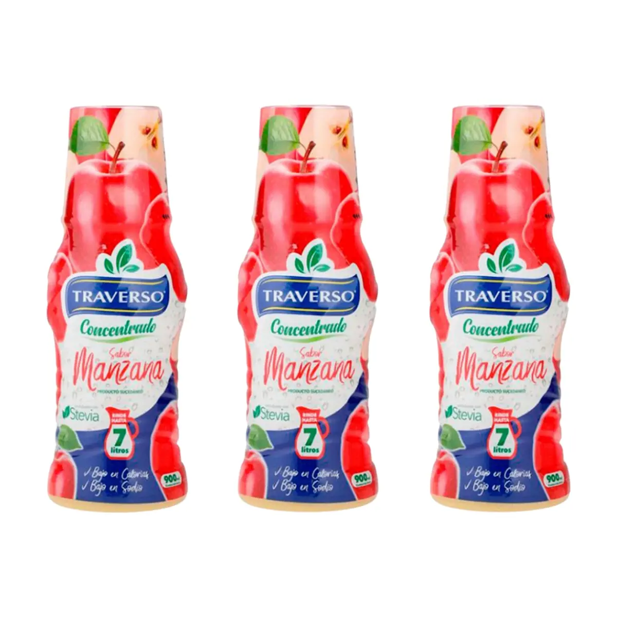 Jugo concentrado sabor manzana Traverso (3 x 900 ml)