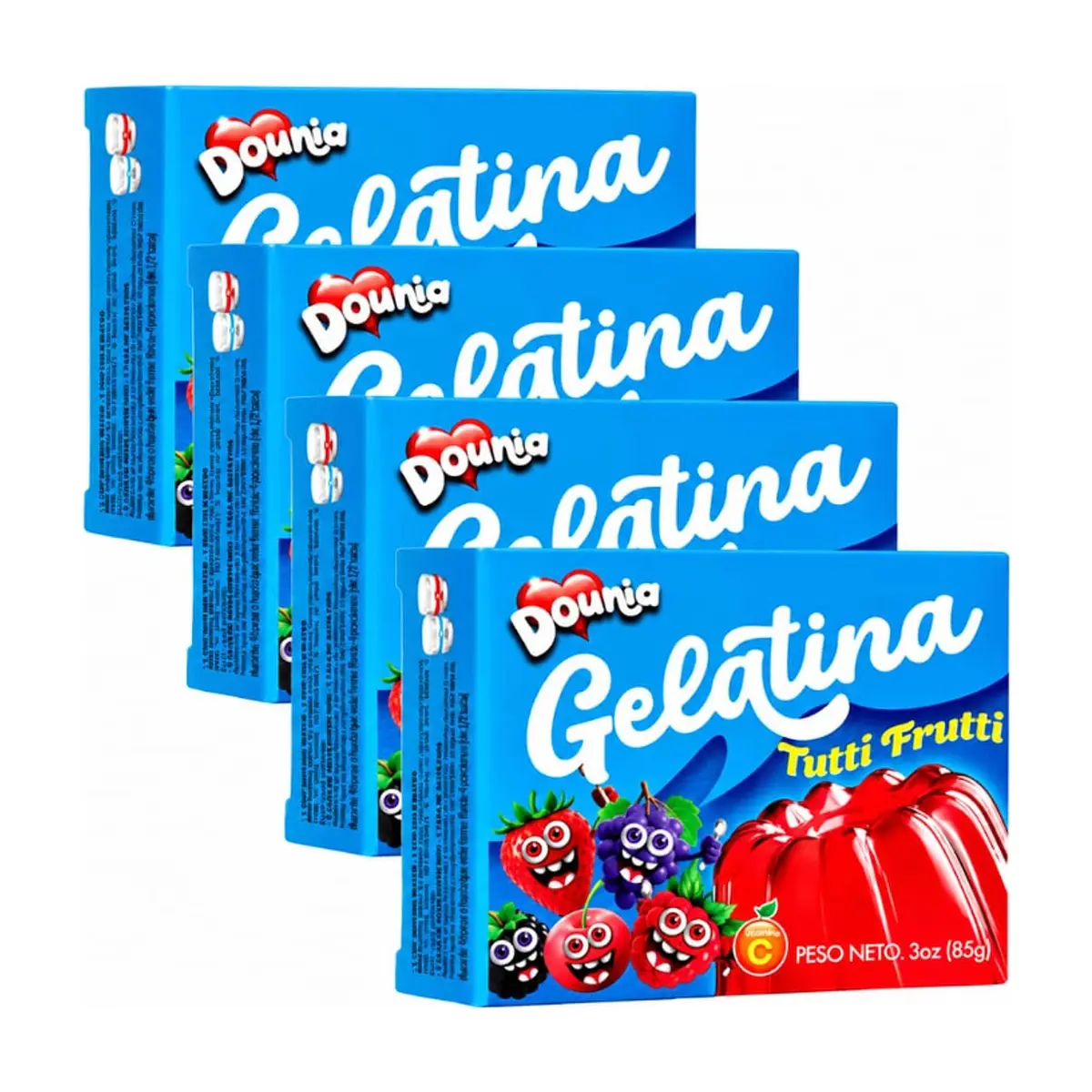 Gelatina con sabor a tutti frutti Dounia (4 x 85 g / 3 oz) - Miniatura 1