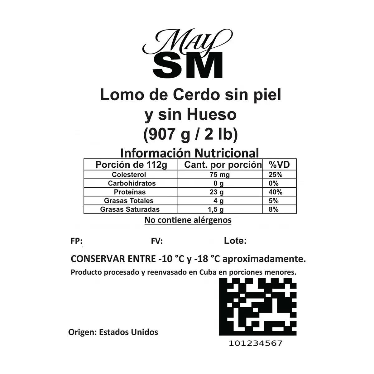 Lomo de cerdo sin hueso y sin piel May SM (907 g / 2 lb) - Thumbnail 3
