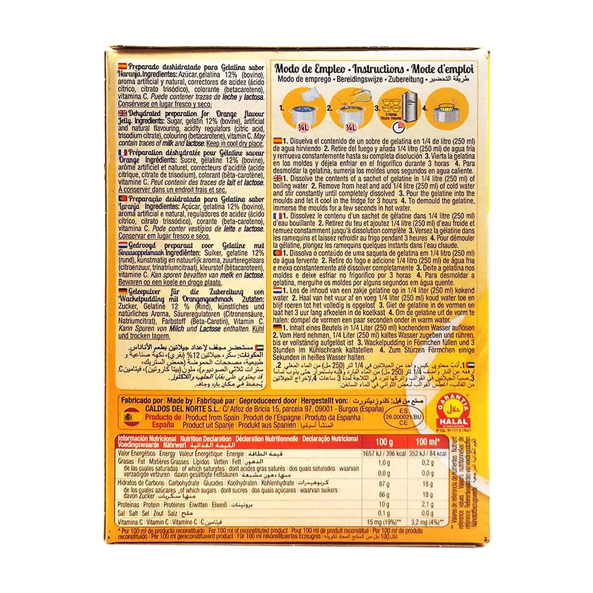 Gelatina sabor naranja Calnort (170 g / 6 oz) - Thumbnail 2