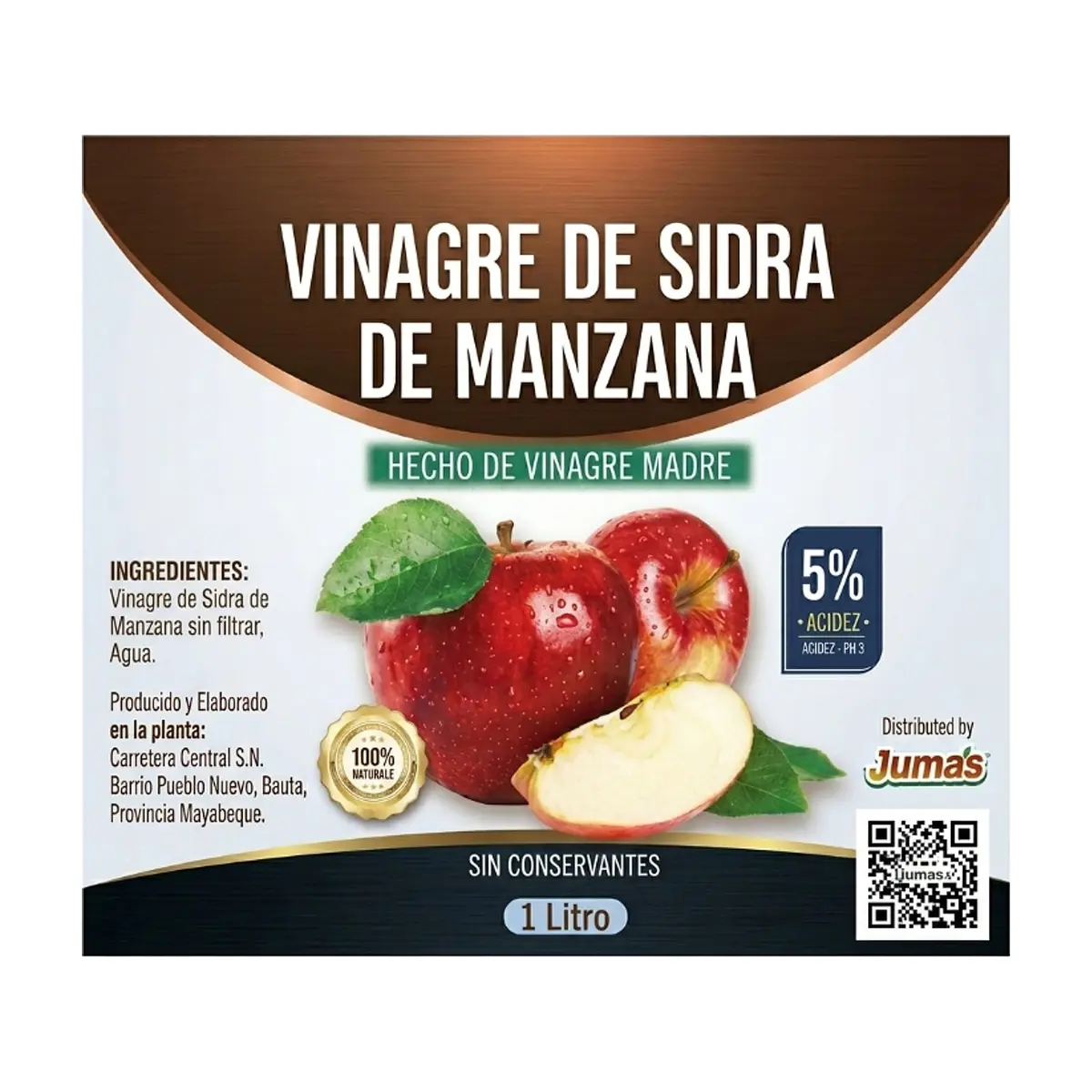 Vinagre de sidra de manzana Jumás (1 L) - Thumbnail 2