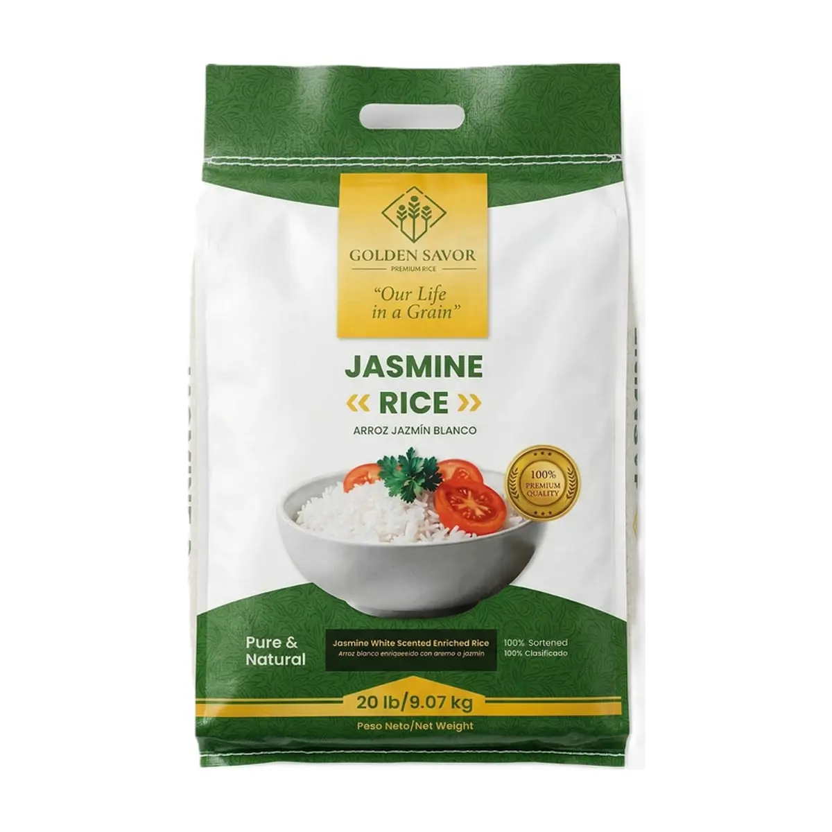 Arroz blanco jazmín Golden Savor (9.07 kg / 20 lb)