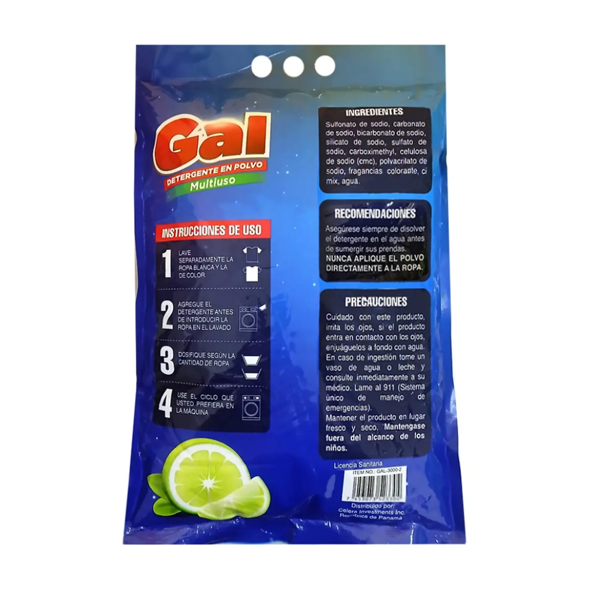 Detergente en polvo multiuso con aroma a limón Gal (500 g / 1.1 lb) - Thumbnail 3