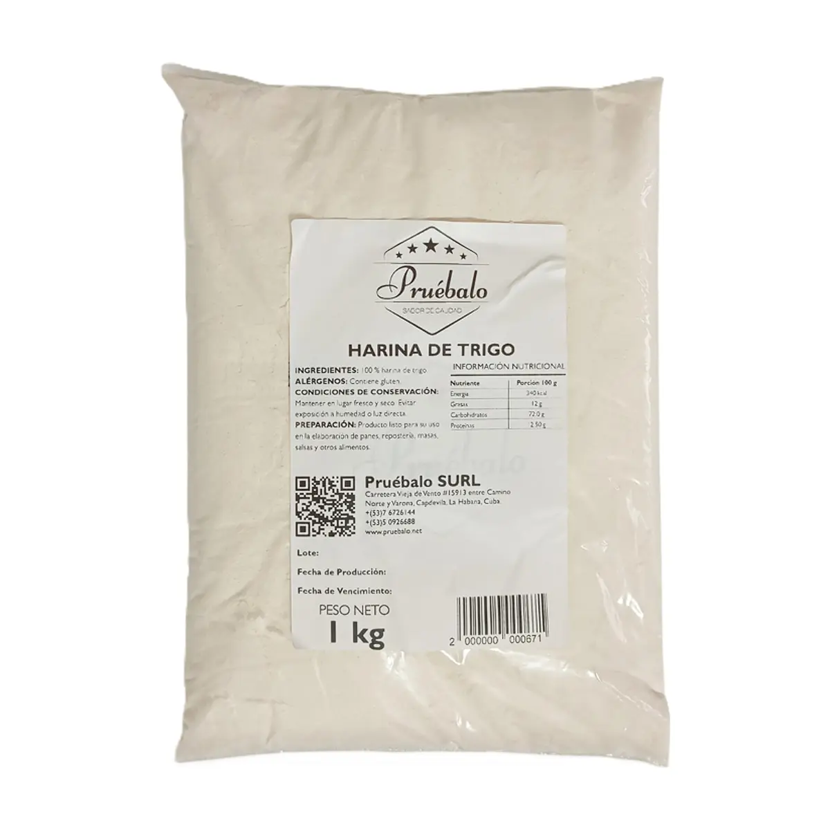 Harina de trigo Pruébalo (1 kg / 2.2 lb)