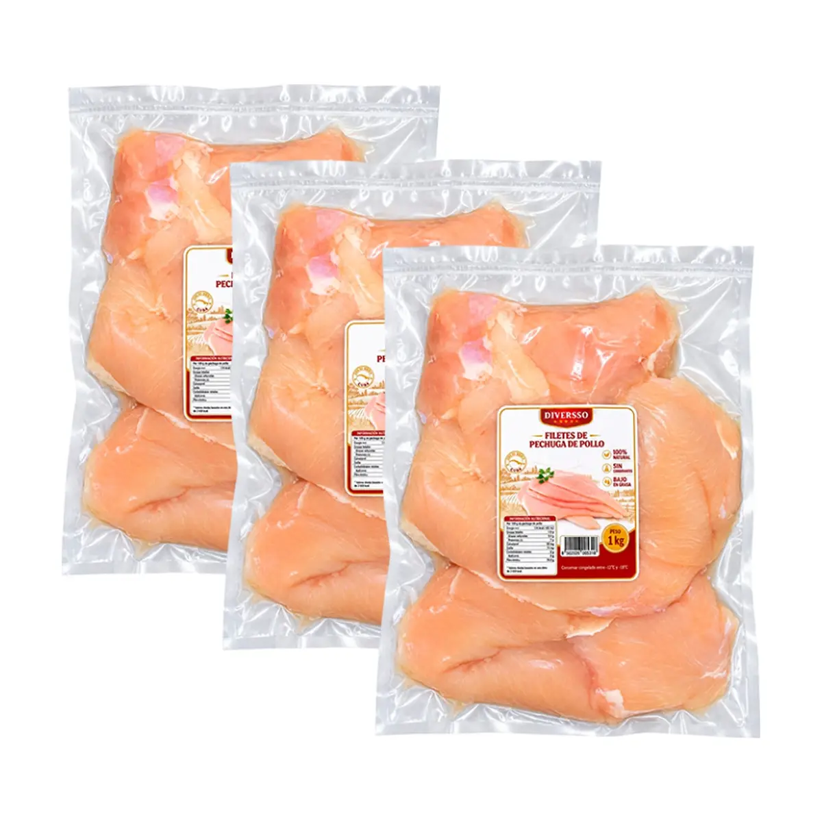 Filetes de pechuga de pollo Diversso (3 x 1 kg / 2.2 lb) - Imagen 1