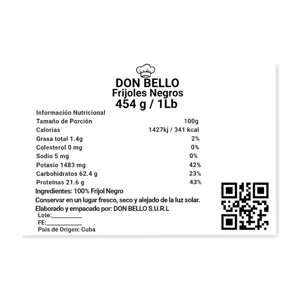 Frijoles negros Don Bello (454 g / 1 lb) - Thumbnail 3