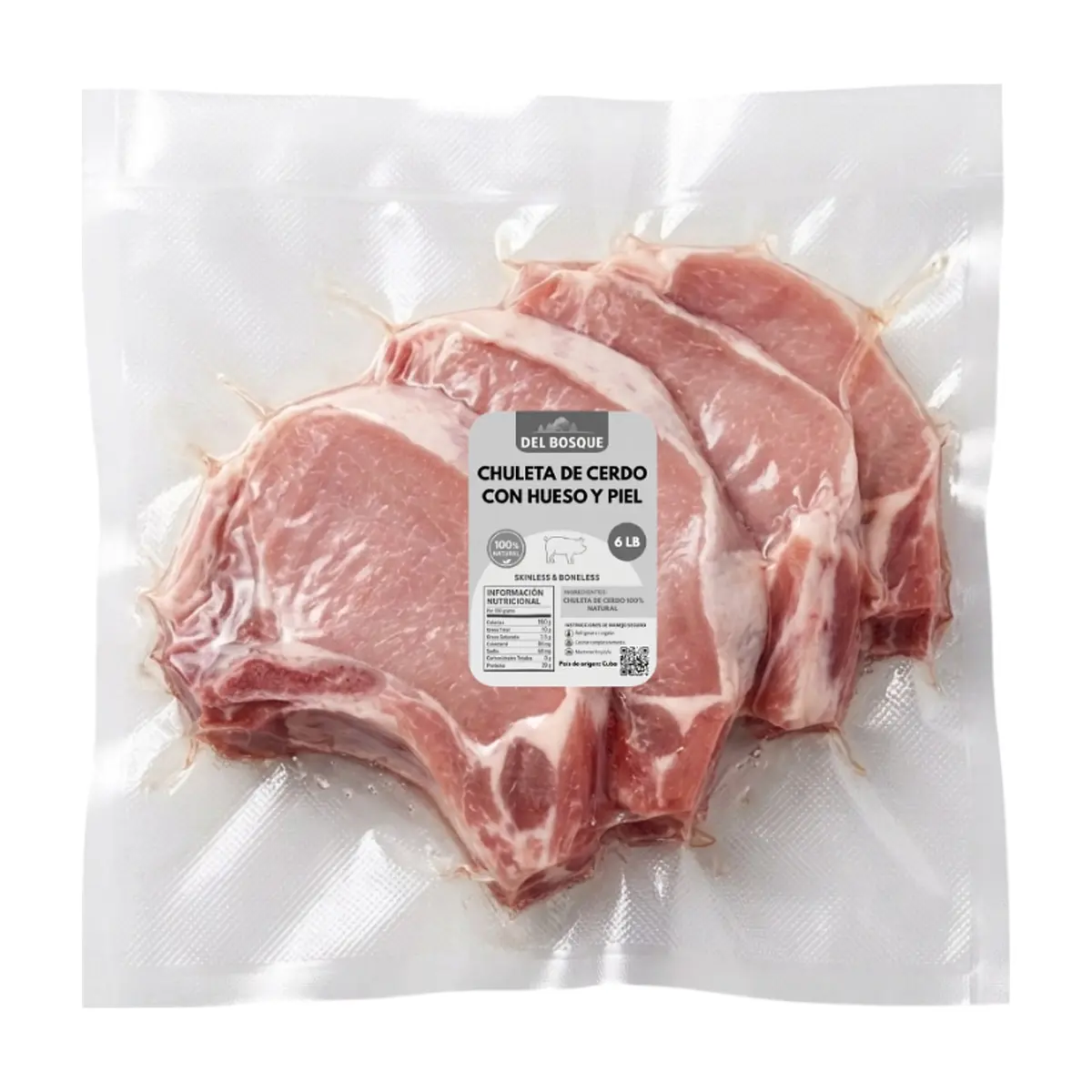 Chuleta de cerdo con hueso y piel Del Bosque (2.72 kg / 6 lb) - Miniatura 2