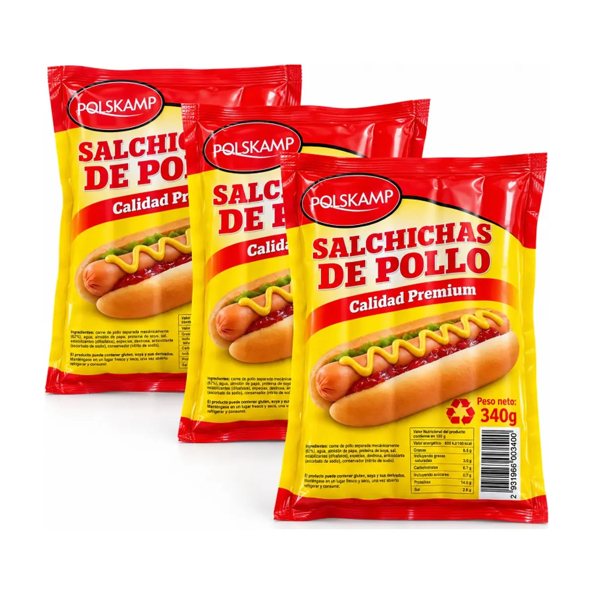 Salchichas de pollo Polskamp (3 x 340 g / 12 oz)