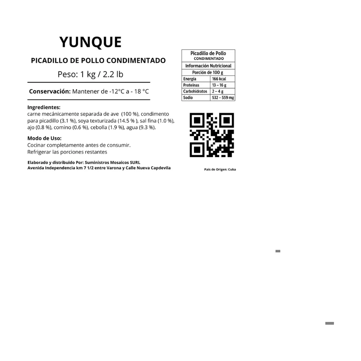 Picadillo de pollo condimentado Yunque (2 x 1 kg / 2.2 lb) - Thumbnail 3