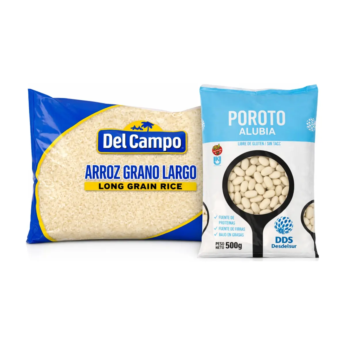 Arroz de grano largo Del Campo (2.27 kg / 5 lb) + Alubia blanca DDS Desdelsur (500 g / 1.10 lb)