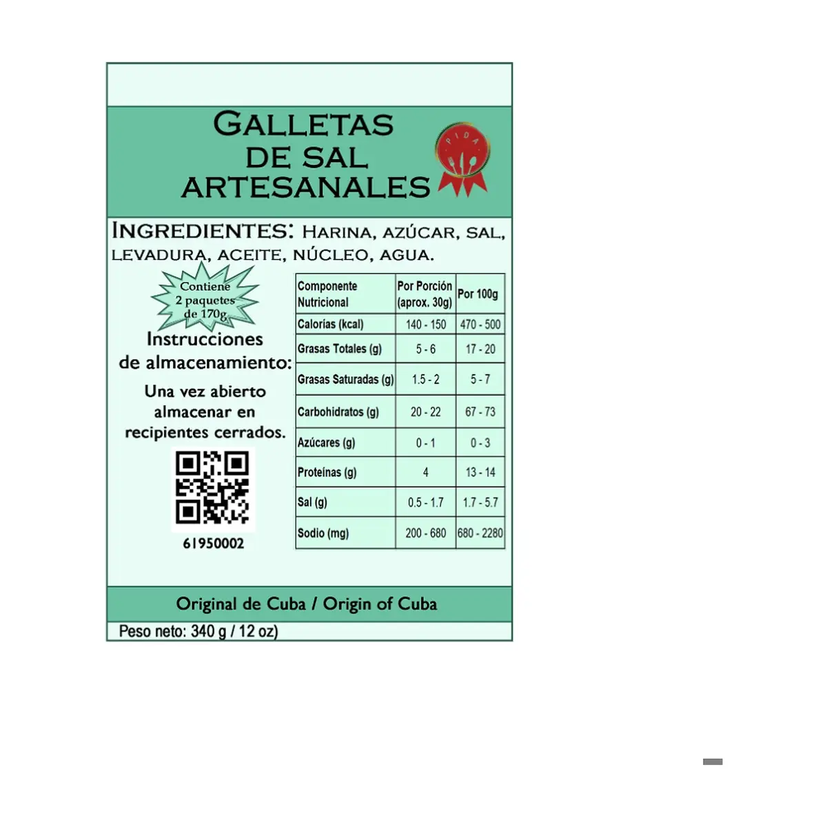 Galletas de sal artesanales P.I.D.A (2 x 170 g / 6 oz) - Miniatura 3