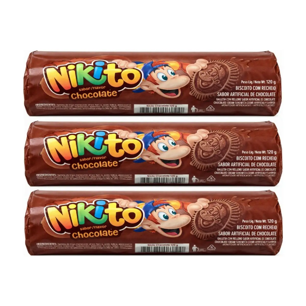 Galletas dulces con crema sabor chocolate Nikito (3 x 120 g / 4.23 oz)