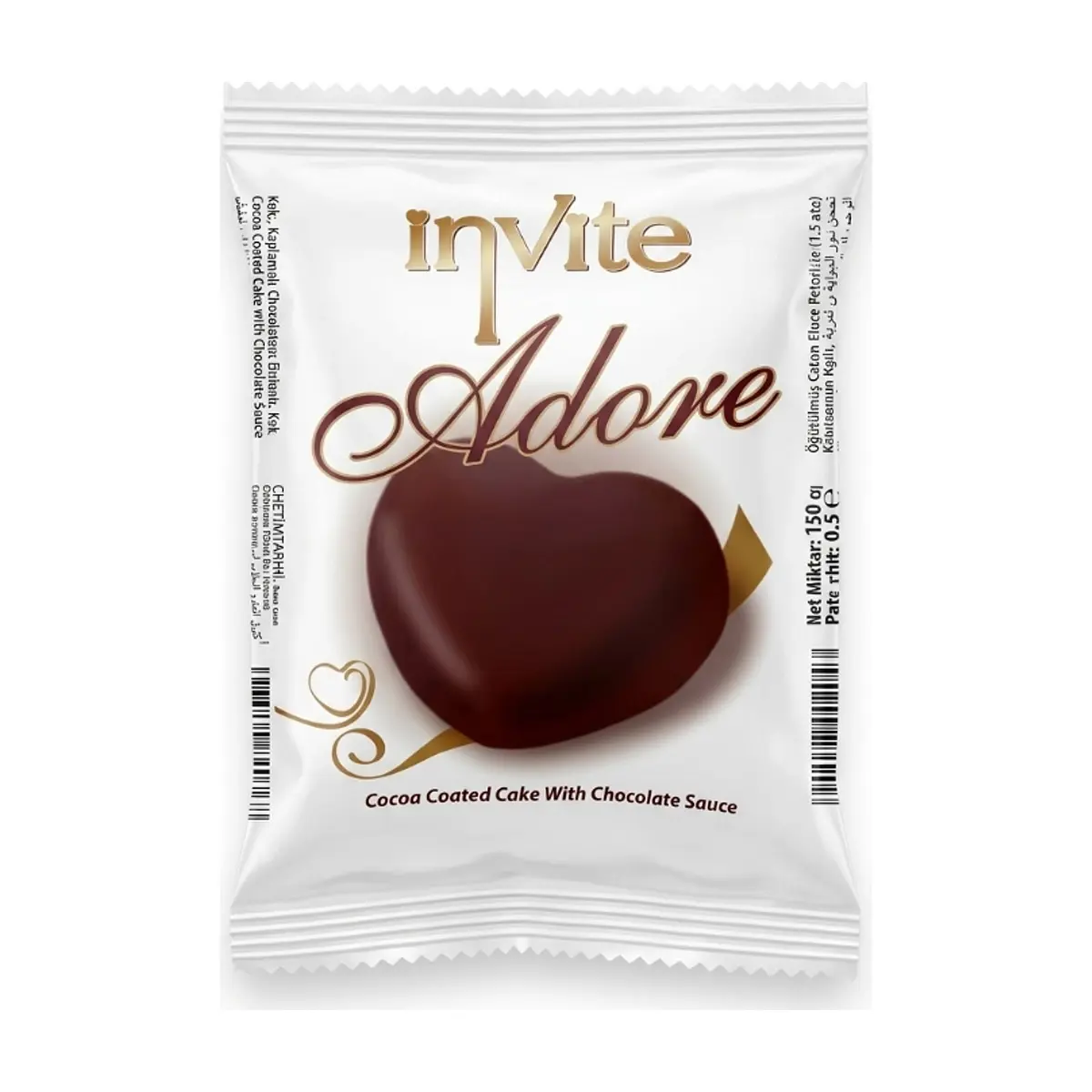 Pastel de vainilla en forma de corazón cubierto de chocolate Adore Invite Simsek (40 g / 1.41 oz)