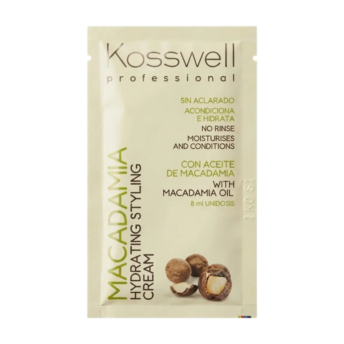 Crema de peinado hidratante con aceite de macadamia Kosswell (8 ml)