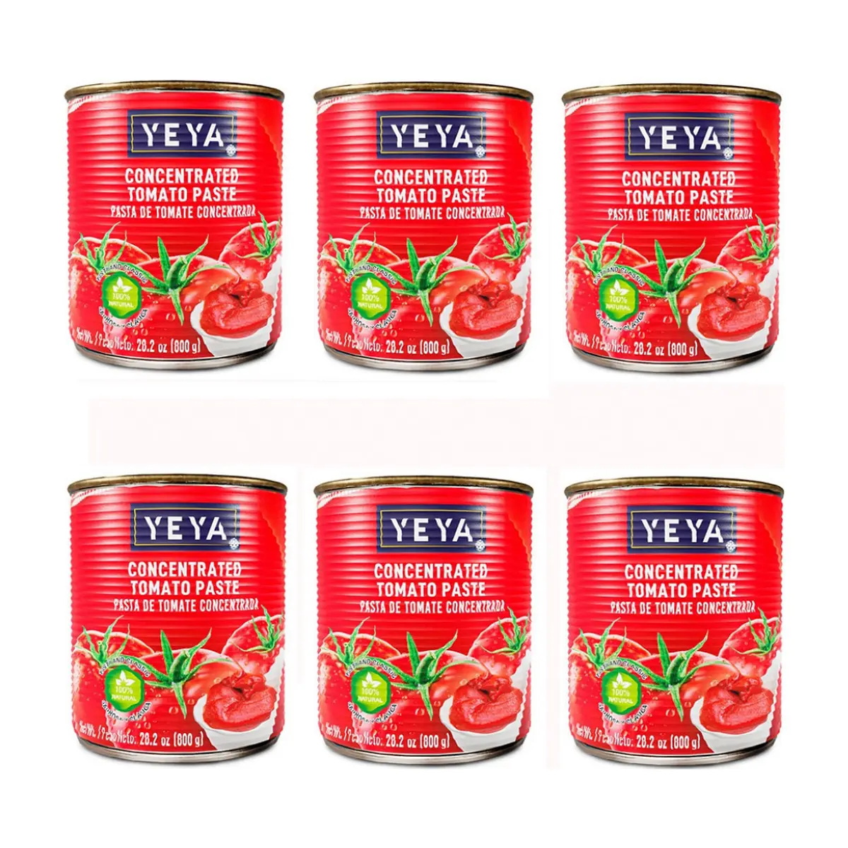 YEYA Concentrated Tomato Paste (6 x 800 g / 1.76 lb)
