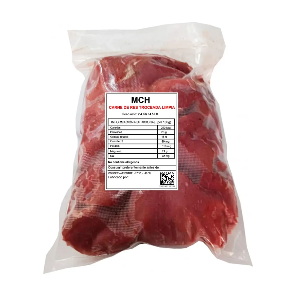 Carne de res troceada limpia MCH (2.04 kg / 4.5 lb) - Miniatura 1